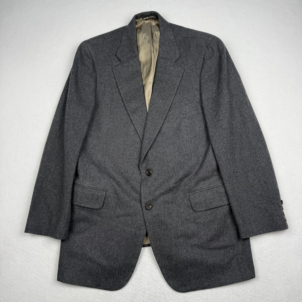Paul Stuart Blazer Mens 41 Regular Gray Sport Coat Jacket Two Button Flannel